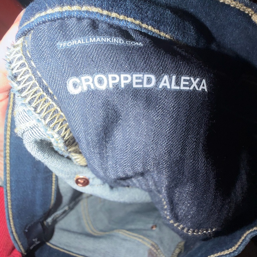 7 For All Mankind Cropped Alexa Wide-Leg Dark Indigo Jeans - Picture 4 of 6